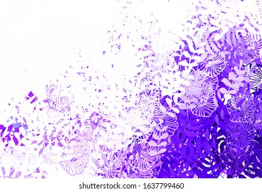 Light Purple vector doodle background with leaves, flowers. Sketchy doodles on white background. Hand painted design for web, wrapping.