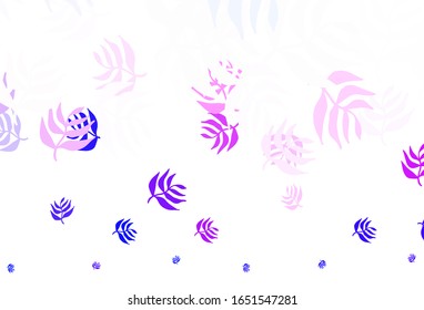 Light Purple vector doodle background with leaves. leaves on elegant natural pattern with gradient. Hand painted design for web, wrapping.
