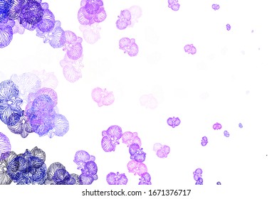 Light Purple vector doodle background with flowers. Flowers in natural style on white background. The best design for your business.