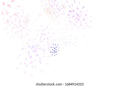 Light Purple vector doodle background with leaves. Sketchy doodles with leaves on blurred background. New design for your business.