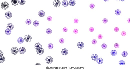 Hellviolette Vektorillustration, doodle Hintergrund mit Blumen. Einfaches Design mit Blumen auf abstraktem Hintergrund. Das beste Design für Ihr Unternehmen.