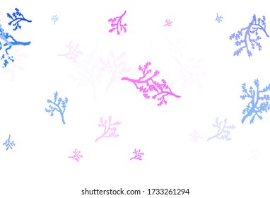 Leicht violetter Vektor doodle Hintergrund mit Sakura. Farbige Illustration mit Blättern und Ästen. Elegantes Muster für Ihr Markenbuch.