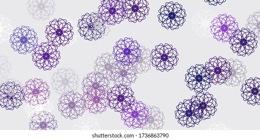 Light purple vector doodle background with flowers. Colorful flowers in natural style on simple background. Smart design for leaflets, books.
