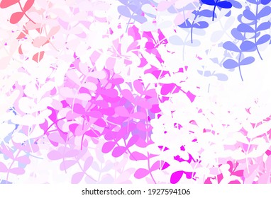 Light Purple vector doodle background with leaves. An elegant bright illustration with leaves in Natural style. New template for your brand book.
