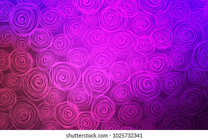 Light Purple vector doodle bright pattern. Roses on blurred abstract background with gradient. The elegant pattern can be used as a part of a brand book.
