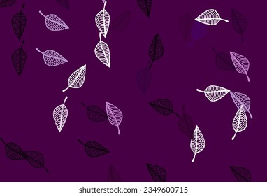Cubierta de doodle vectorial púrpura claro. Ilustración colorida brillante con hojas en estilo doodle. La plantilla para el fondo de los teléfonos móviles.