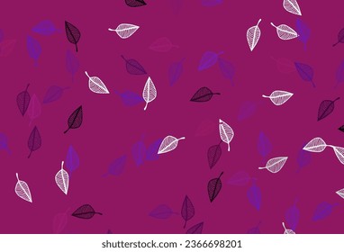 Cubierta de doodle vectorial púrpura claro. Ilustración abstracta brillante con hojas. Patrón para colorear libros y páginas para niños.