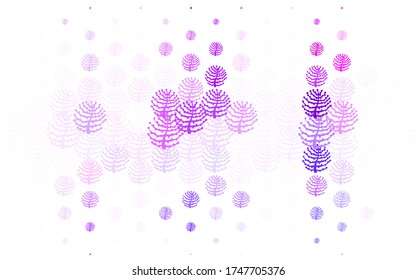 Light Purple vector doodle layout with branches, trees. Leaves, branches in natural style on white background. Textured pattern for websites, banners.