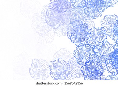 Light Purple vector doodle pattern with leaves. Flowers in natural style on white background. Brand new style for your business design.