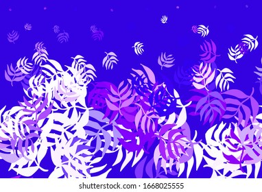 Light Purple vector doodle pattern with leaves. Decorative illustration with doodles on abstract template. Textured pattern for websites, banners.