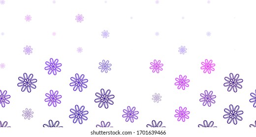 Light Purple vector doodle pattern with flowers. Simple design with flowers on abstarct background. Pattern for women day promotion.
