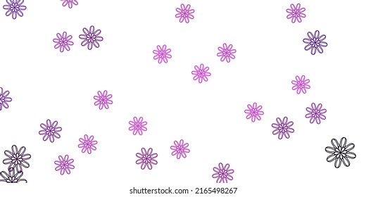 Light Purple vector doodle pattern with flowers. Simple colored illustration with abstarct flowers. Pattern for website designs.