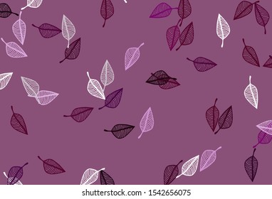 Light Purple vector doodle template. Shining colorful illustration with leaves in doodle style. Doodle design for your web site.