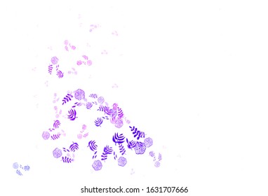 Light Purple vector doodle template with leaves, flowers. Abstract illustration with leaves, flowers in doodles style. Brand new style for your business design.
