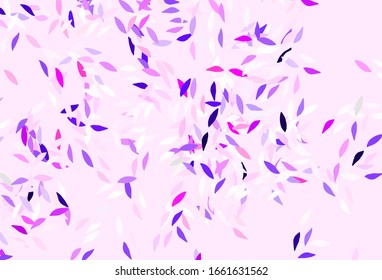Light Purple vector doodle template with leaves. Shining colored illustration with leaves in doodle style. Pattern for wallpapers, coloring books.
