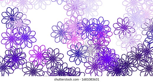 Light Purple vector doodle template with flowers. Simple colored illustration with abstarct flowers. Smart design for leaflets, books.