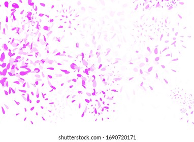 Light Purple vector doodle template with leaves. A vague abstract illustration with leaves in doodles style. Brand new style for your business design.