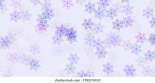 Plantilla de doodle vectorial púrpura claro con flores. Flores coloridas de estilo natural sobre un fondo sencillo. Patrón colorido para las fiestas de primavera.
