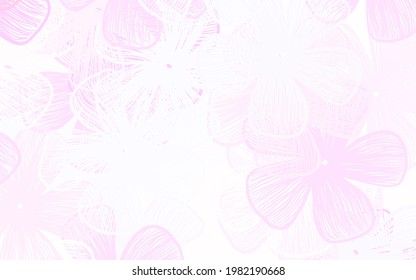 Light Purple vector doodle template with flowers Shining colored illustration with flowers. Pattern for heads of websites, designs.