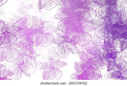 Hellviolette Vektor Doodle-Vorlage mit Blumen. Blumen im natürlichen Stil auf weißem Hintergrund. Muster für Kopf der Websites, Designs.