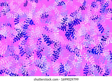 Light Purple vector doodle texture with leaves. Modern geometrical abstract illustration with leaves. New design for your business.