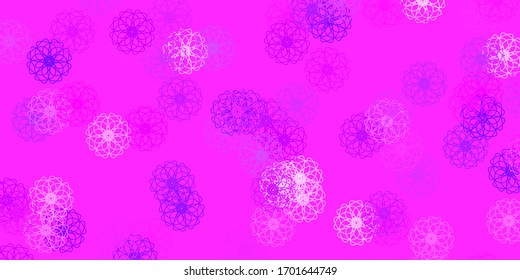 Light Purple vector doodle texture with flowers. Simple colored illustration with abstarct flowers. Smart design for leaflets, books.