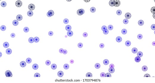 Light Purple vector doodle texture with flowers. Illustration with abstract colorful flowers with gradient. Smart design for leaflets, books.