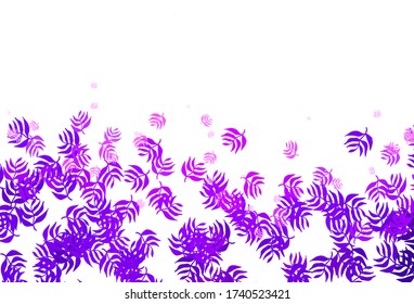 Light Purple vector doodle texture with leaves. leaves on blurred abstract background with gradient. Pattern for heads of websites, designs.