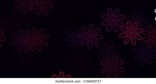 Light Purple vector doodle texture with flowers. Simple design with flowers on abstarct background. Pattern for website designs.