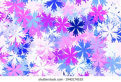 Textura de doodle vectorial púrpura claro con flores. Flores con gradiente sobre fondo blanco. Nuevo diseño para su negocio.