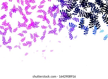 Light Purple vector elegant background with leaves. Decorative illustration with doodles on abstract template. Pattern for heads of websites, designs.