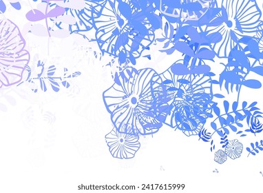 Light Purple vector elegant background with leaves, flowers. Abstract illustration with leaves, flowers in doodles style. Doodle design for your web site.