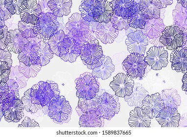 Light Purple vector elegant pattern with leaves. Colorful illustration in doodle style with flowers. Textured pattern for websites, banners.