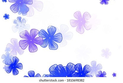 Light Purple vector elegant template with flowers. Glitter abstract illustration with flowers. Hand painted design for web, leaflets.