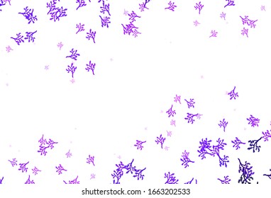 Light Purple vector elegant wallpaper with sakura. Doodle illustration of leaves and branches in Origami style. Pattern for heads of websites, designs.