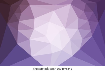 Light Purple vector gradient triangles pattern with a heart in a centre. Colorful illustration with gradient. Completely new template for your banner.