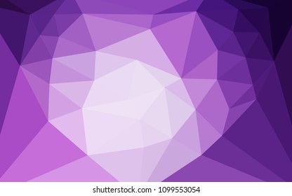 Light Purple vector gradient triangles pattern with a heart in a centre. Colorful illustration in a polygonal style. Triangular pattern for your design.