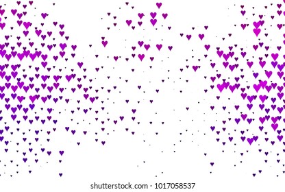 Light Purple vector greeting Card Happy Valentine's Day. Pattern with isolated hearts on the white background. Colored illustration for your banner, website, advert.