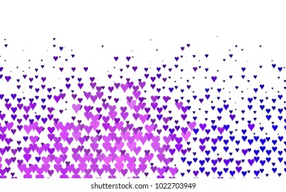 Light Purple vector greeting Card Happy Valentine's Day. Pattern with isolated hearts on the white background. Colored illustration for your banner, website, advert.
