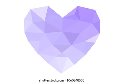 Light Purple vector greeting Card Happy Valentine's Day. Lettering with hearts on the white polygonal background. Colored triangular illustration for your business.