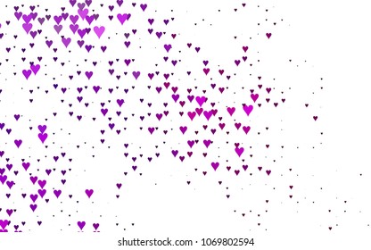 Light Purple vector greeting Card Happy Valentine's Day. Pattern with isolated hearts on the white background. Colored illustration for your banner, website, advert.