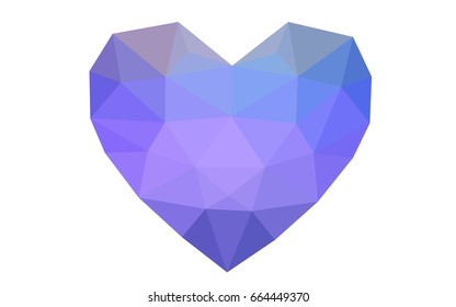 Light Purple vector greeting Card Happy Valentine's Day. Lettering with hearts on the white polygonal background. Colored triangular illustration for your business.