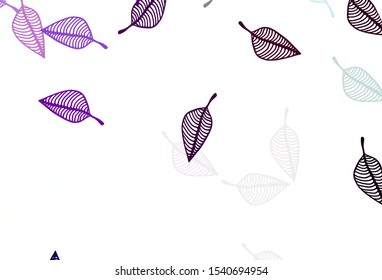 Light Purple vector hand painted pattern. Creative illustration in simple style with leaves. Hand painted design for wrapping, wallpaper.