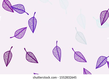 Light Purple vector hand painted background. Sketchy doodles with colorful gradient leaves. Brand new design for your business.