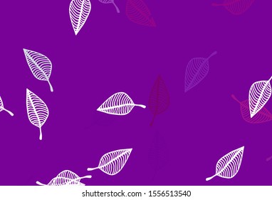 Light Purple vector hand painted pattern. Colorful illustration in doodle style with leaves. Pattern for heads of websites and designs.