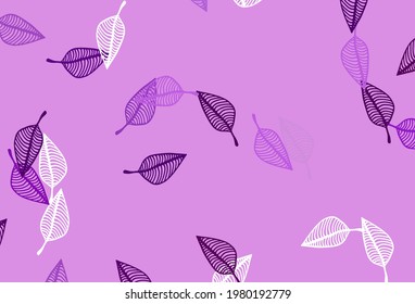 Light Purple vector hand painted texture. A vague abstract illustration with leaves in doodles style. Brand new design for your business.