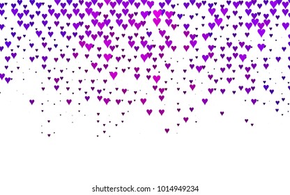 Light Purple vector hearts isolated on white background. Cool pattern in origami style with gradient for Valentine day. Graphic illustration for your business design.