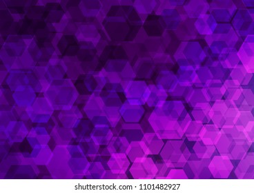 Light Purple vector hexagon mosaic pattern. Creative illustration in halftone style with gradient. hexagonal pattern for your business design.