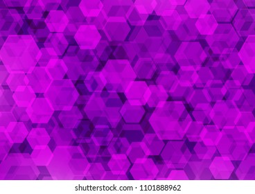 Light Purple vector hexagon mosaic template. A sample with polygonal shapes. hexagonal pattern for your business design.