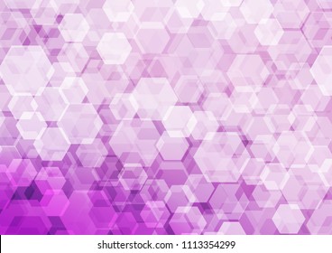 Light Purple vector hexagon mosaic background. Glitter abstract illustration with an elegant design. The elegant pattern can be used as part of a brand book.